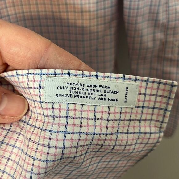 Brooks Brothers Pink & Blue Plaid Long Sleeve Button Down Dress Shirt 16.5 x 35 - Picture 2 of 4